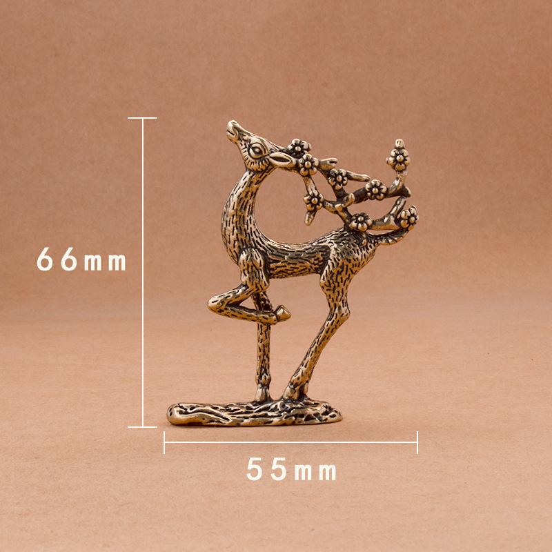 Deer Ornament Deer Statue Miniature Sika Miniature Figurines Solid Brass Tabletop Decoration Deer Sculpture Ornaments