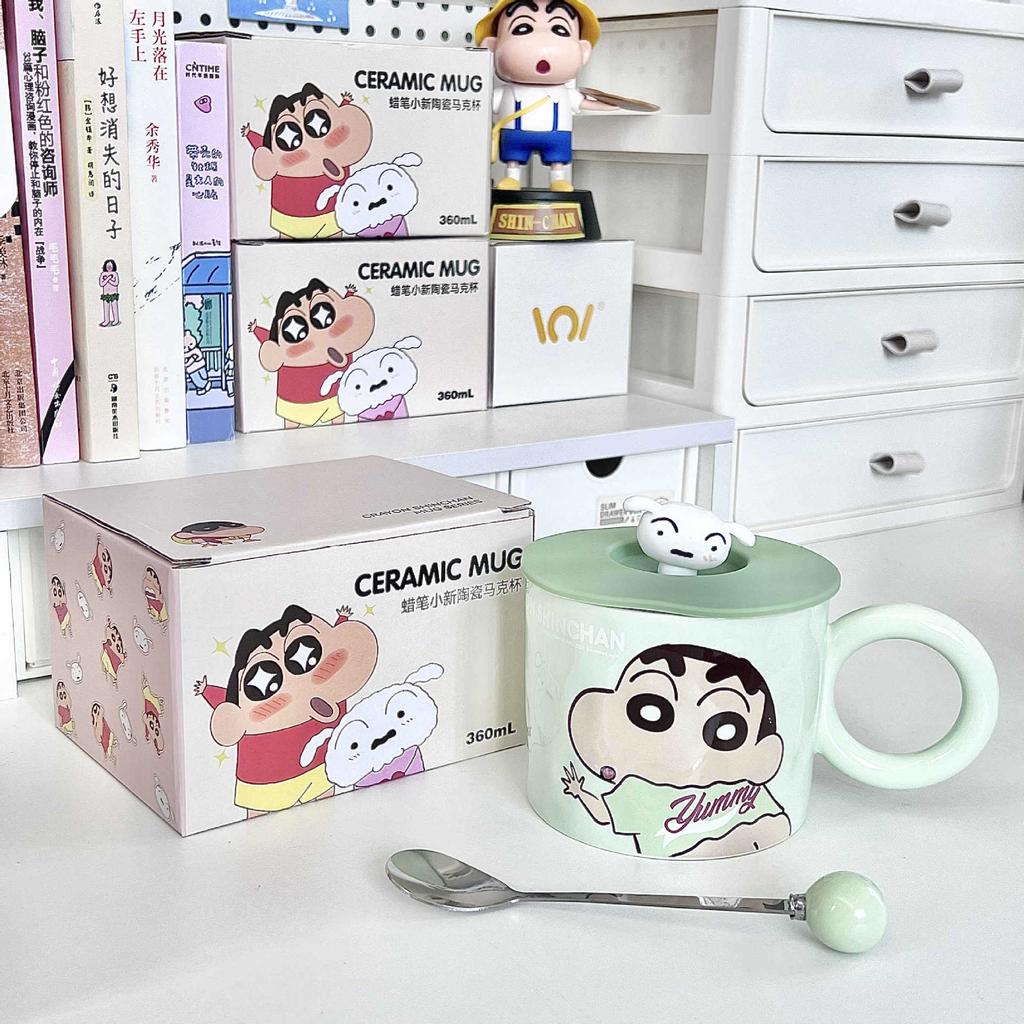 Cute Crayon Small New Cup, Birthday Gift for Boys and Girls, High-value Ceramic Mug with Lid, Couple Coffee Cup