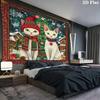 Christmas Cat Wall Tapestry, Aesthetic Printed Fabric Blanket, Suitable for Bedroom, Living Room, and Home Decor.