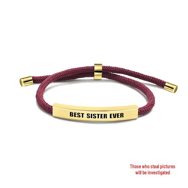 Multicolor Woven Rope Friendship Bracelet - Engraved Stainless Steel Christmas Gift