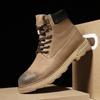 Bottes d'extérieur style britannique pour hommes 2024 Nouvelles Bottines en cuir véritable Hautes à lacets Chaussures en cuir Mode Travail Antidérapantes