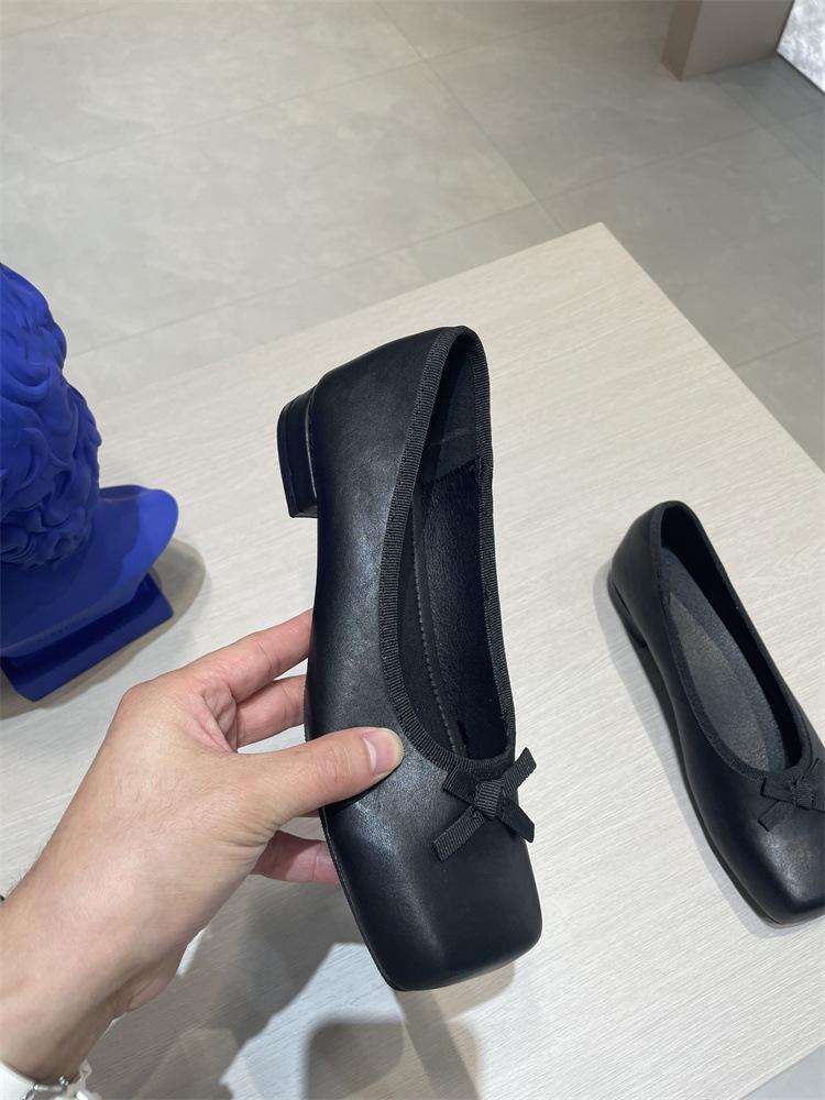 

Версия из овчины~ Модные балетки Мэри Джейн Новые туфли с квадратным бантом и легким ртом Вечерние ветреные туфли на плоской подошве для женщин Весна и Осень 40