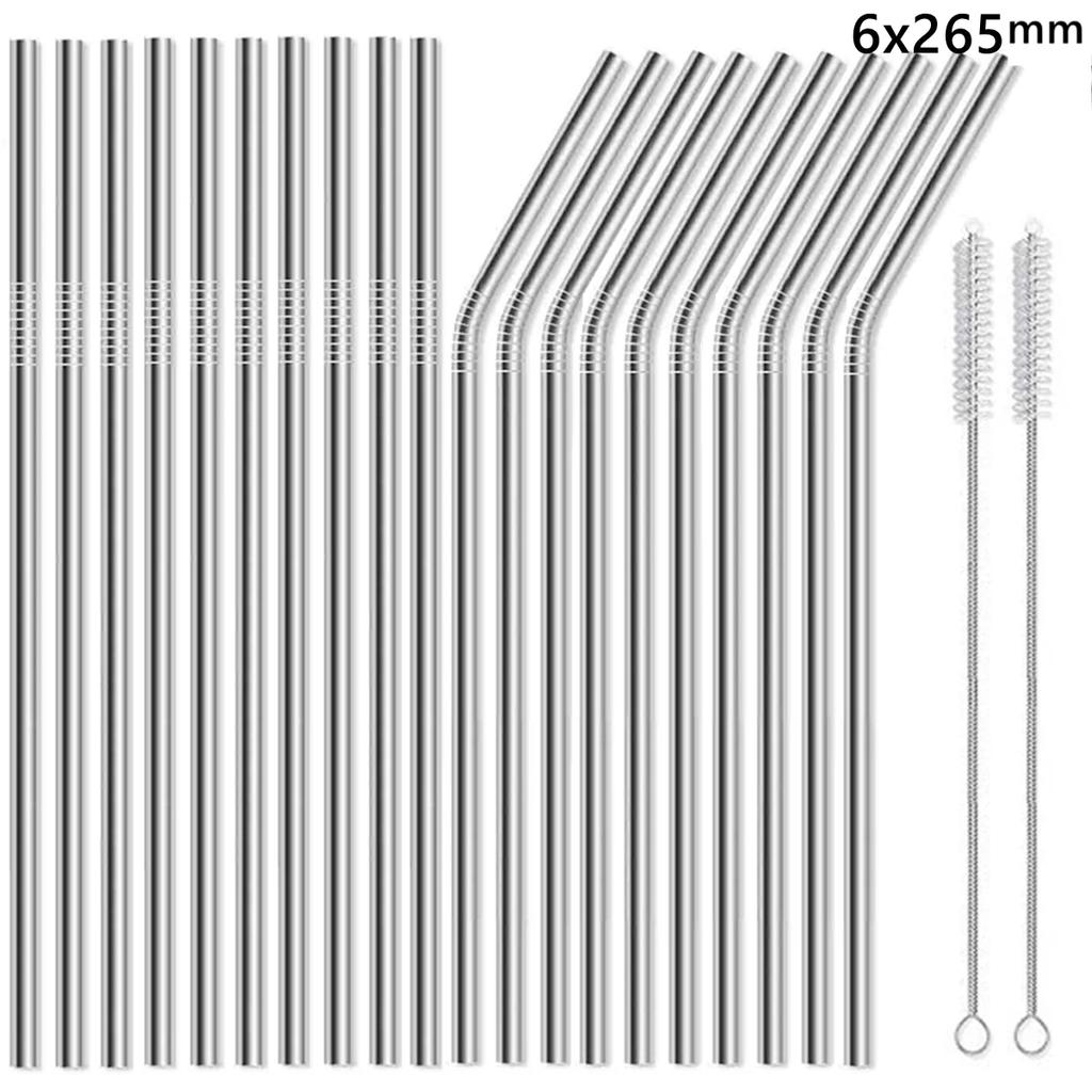 20 Pack 265cm Long Rainbow Metal Straws Reusable 304 Stainless Steel Drinking Straws for 30oz and 20oz Cup Bar Accessory