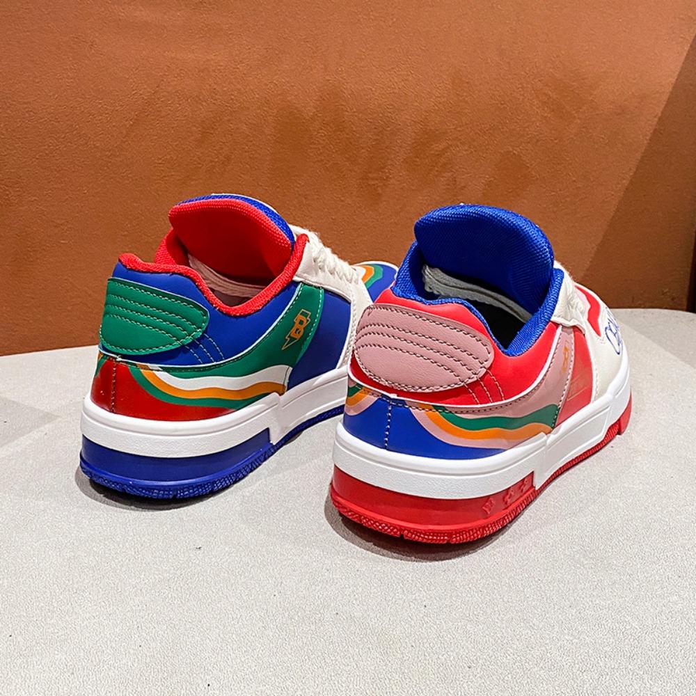 Spring and Autumn Fashion Women's Sports Shoes Paired with Lace Up Color Blocked Women's Sports Shoes 2024 Outdoor Casual Shoes