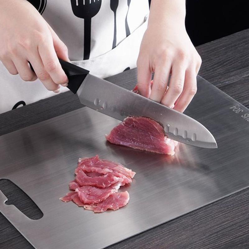 Meat Cutting Board Double Side Chopping Boards Unique Cutting Boards Stainless Steel Texture Suitable for Everyday Use