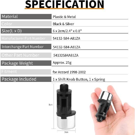 

Shifter Button, Automatic Gear Shift Knob with Button, Shift Knob Shifter Button Repair Kit Fit for Honda Accord 1998-2002 Automatic Cars
