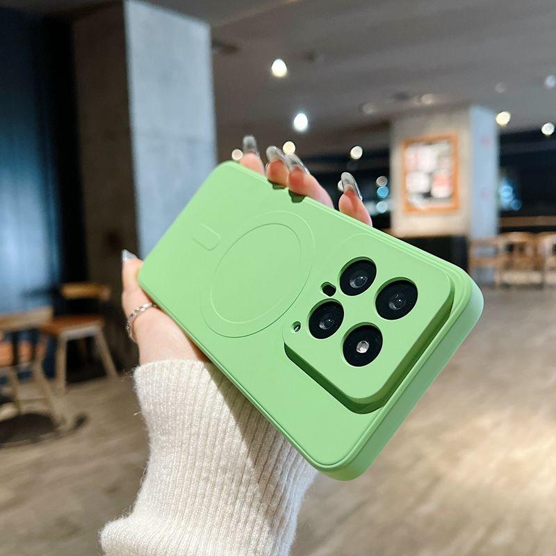 Simple Solid Color Matte Magsafe Magnetic Attraction Is Suitable for Xiaomi Mi 14 Mobile Phone Case All-inclusive 15pro Anti-drop Rice 13pro