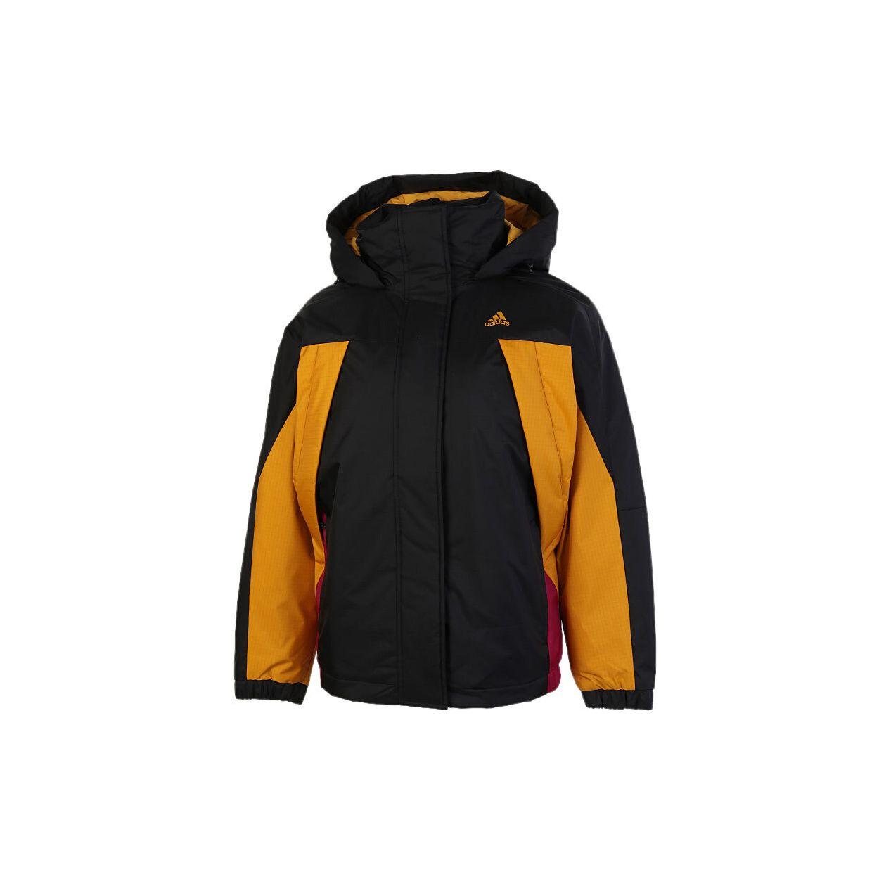 Adidas Color Block Sports Hooded Warm Down Jacket Winter Women Jackets Black GF0014 S