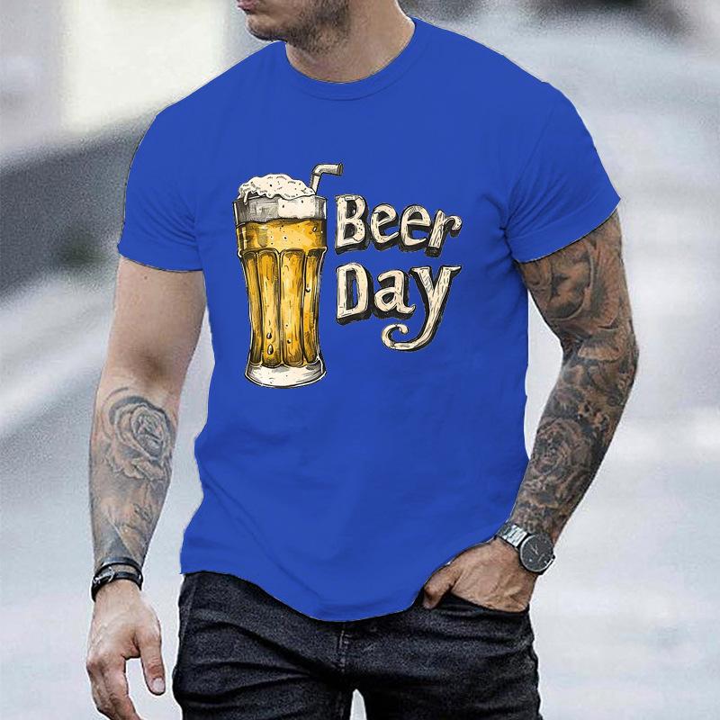 Unisex Crew Neck Beer Day Beer Mug Art Graphic Short Sleeve Cotton Tee Casual Summer Streetwear Loose Basic Daily Outdoor Wear Top