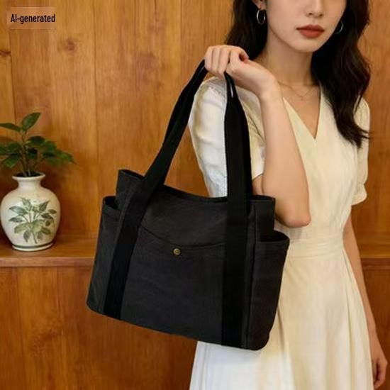 Women's Canvas Shoulder Bag - Versatile, Large Capacity, Multifunctional Handbag for Commuting and Students