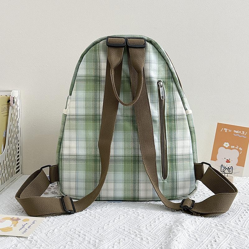 Plaid Travel Backpack Student Schoolbag Class Commuter Backpack
