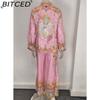 BITCED Damen Frühjahrskollektion: Eleganter Homewear-Stil Bedrucktes Langarm-Oberteil und Hose Lässiges Mode-Set