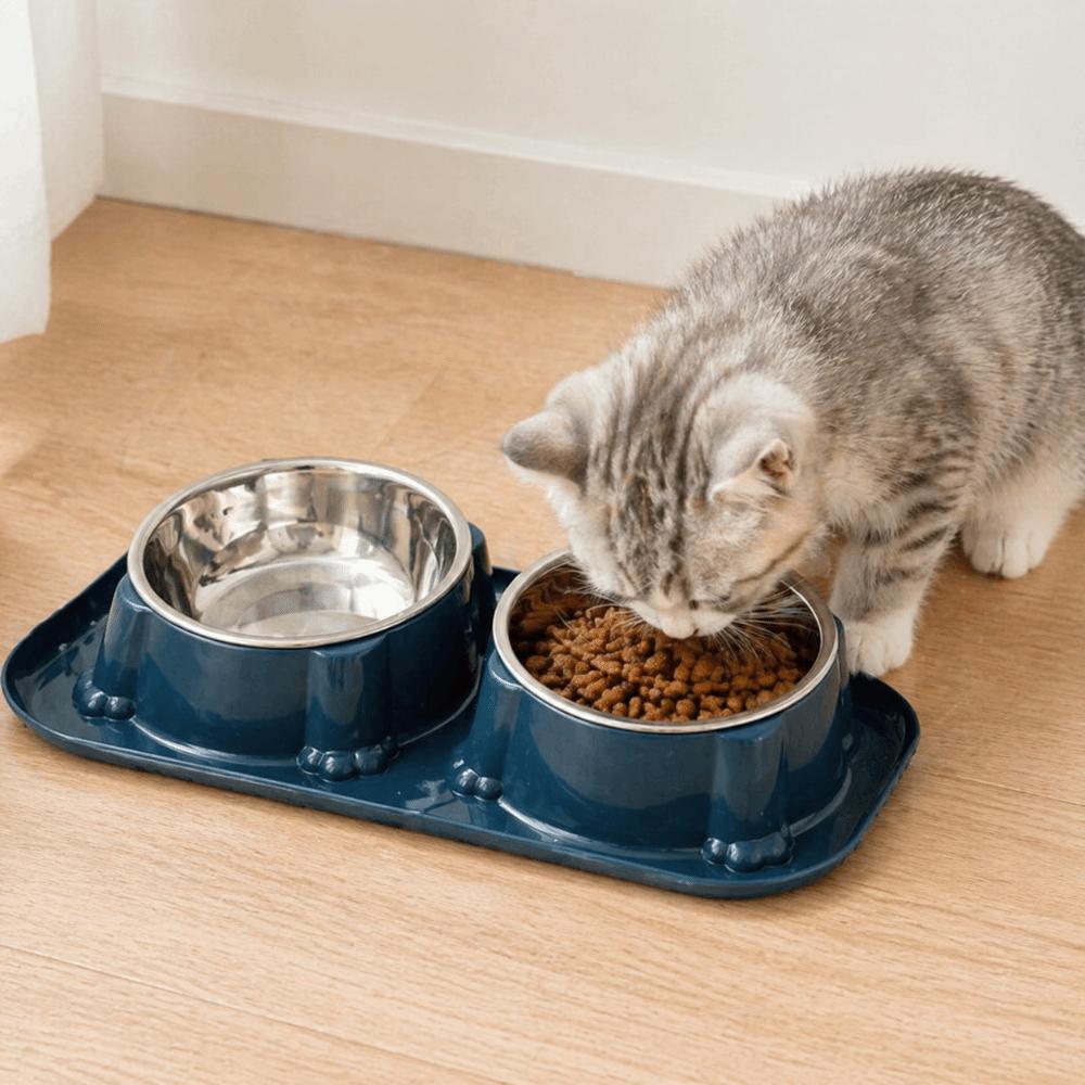 Detachable Stainless Steel Pet Bowl Anti-Overturning Pet Water Dispenser Double Pet Bowl Travel