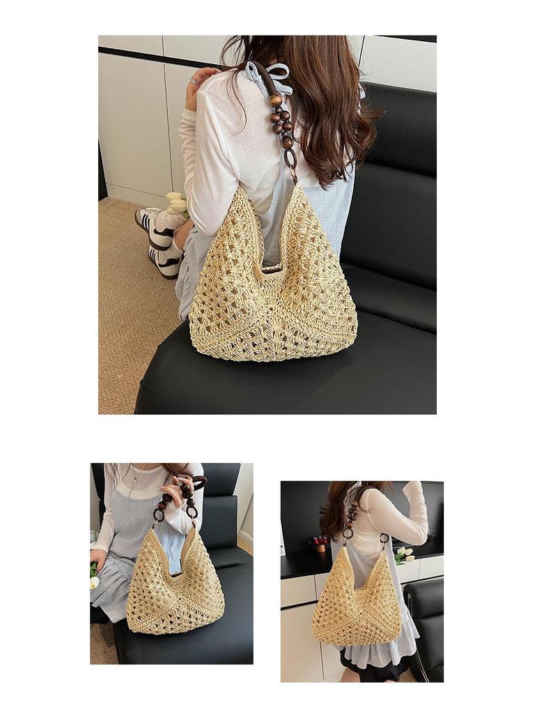 Women's Large Summer Seaside Vacation Tote - Woven Single Shoulder Bag for Commute and Fashion