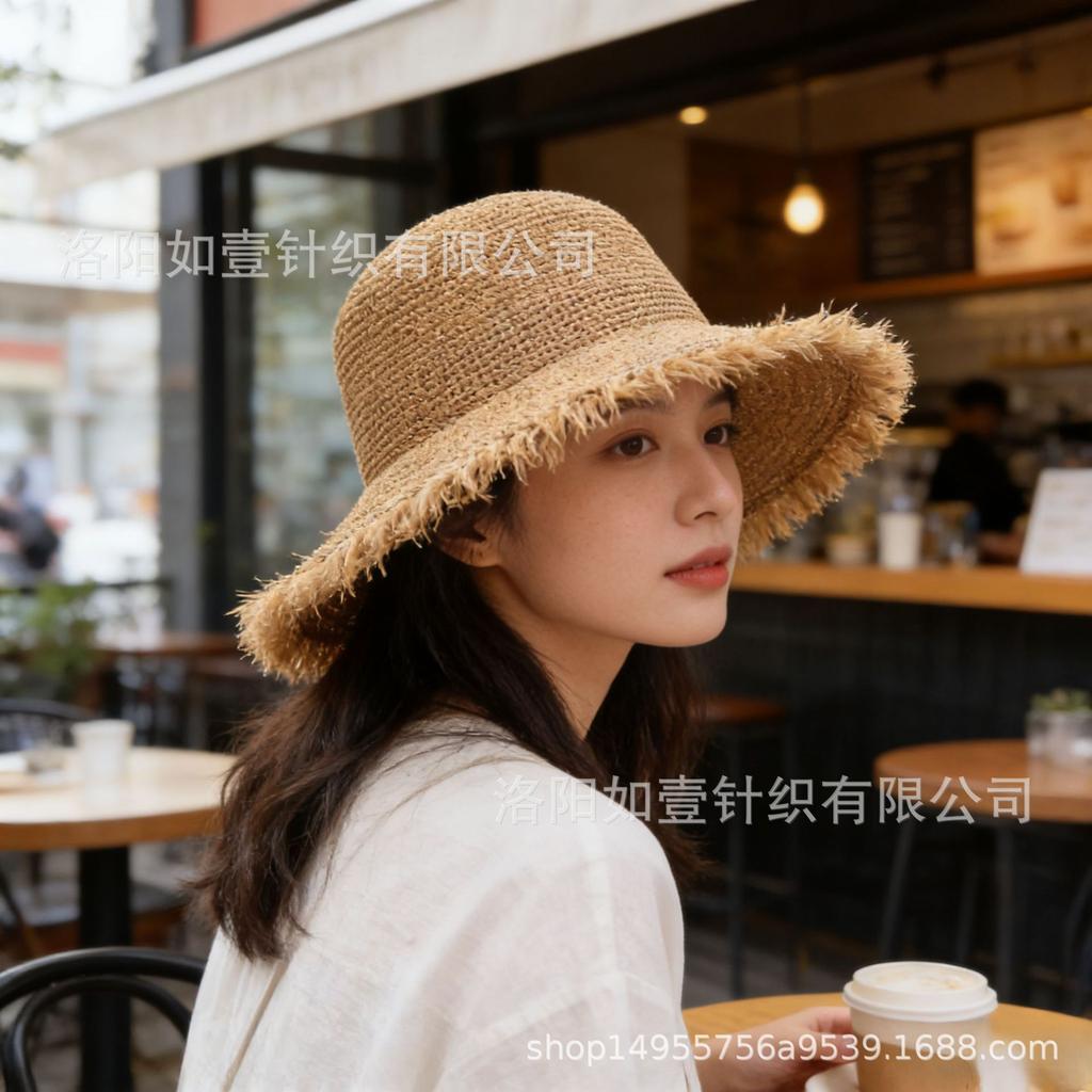 Cross-border Hot-selling Summer Sun Hat Japanese Handwoven Big Brim Bucket Hat Korean Version Fashion Temperament Sun Hat