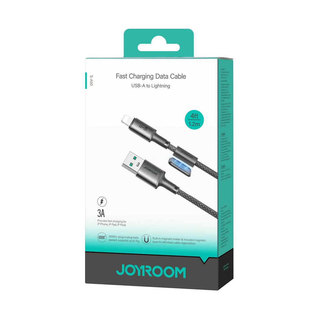 USB-A - iPhone Lightning cable with magnetic holder organizer 1.2m - gray