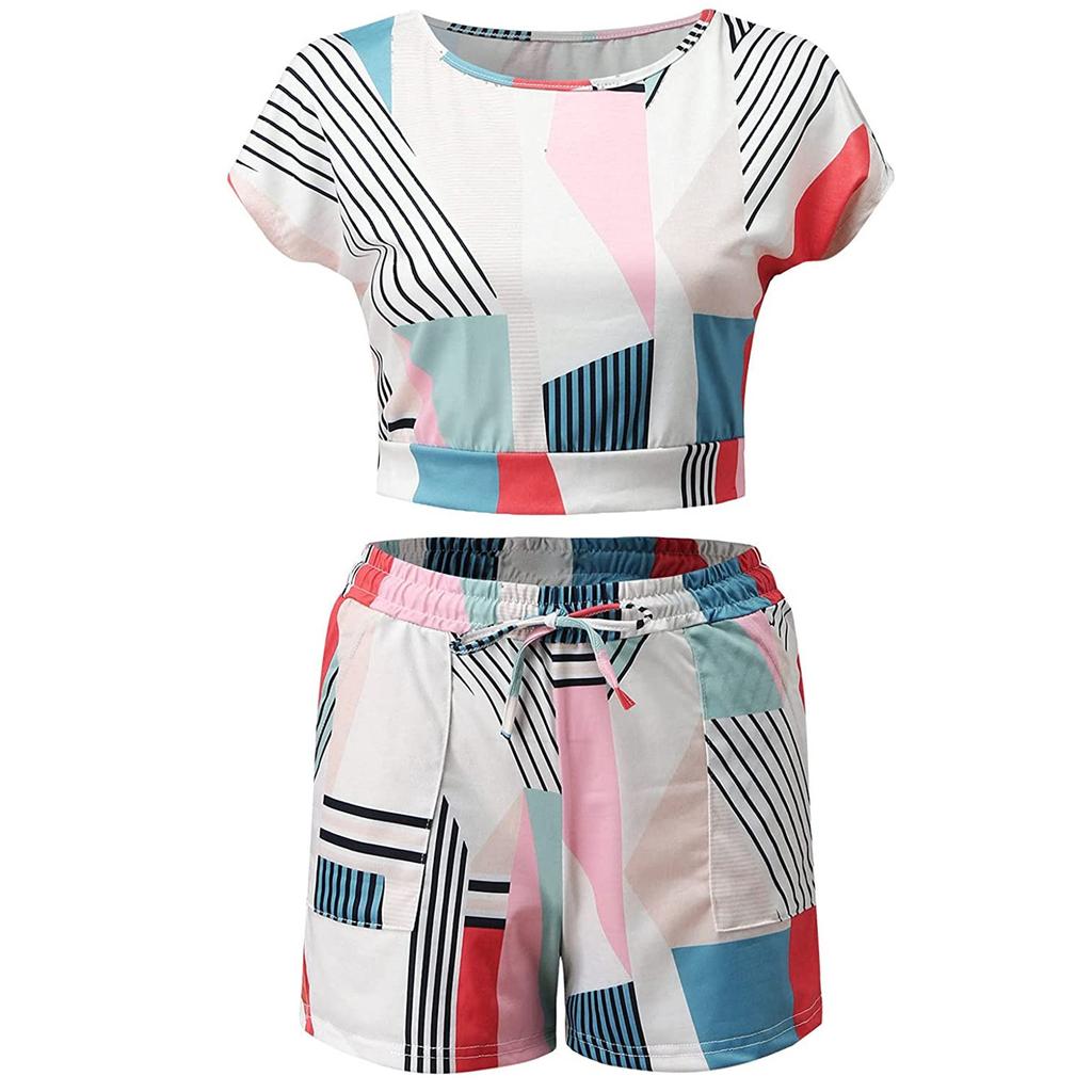 Women's Sexy Sleeveless Top And Loose Drawstring Sports Casual Shorts Set