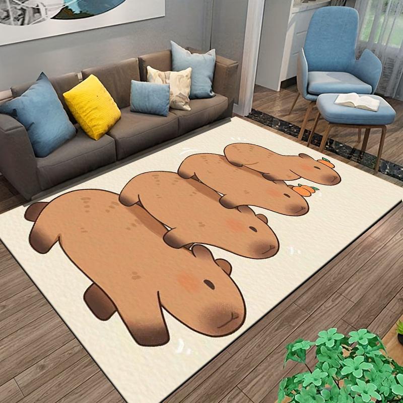 Cute Cartoon Capybara Stack Design Carpet for Living Room Decor Suitable for use as an anti-slip for living room bedroom sofas