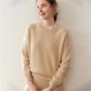 Women's Cashmere Color Block Slit Pullover: Autumn/Winter Thick Two-Piece Knitwear