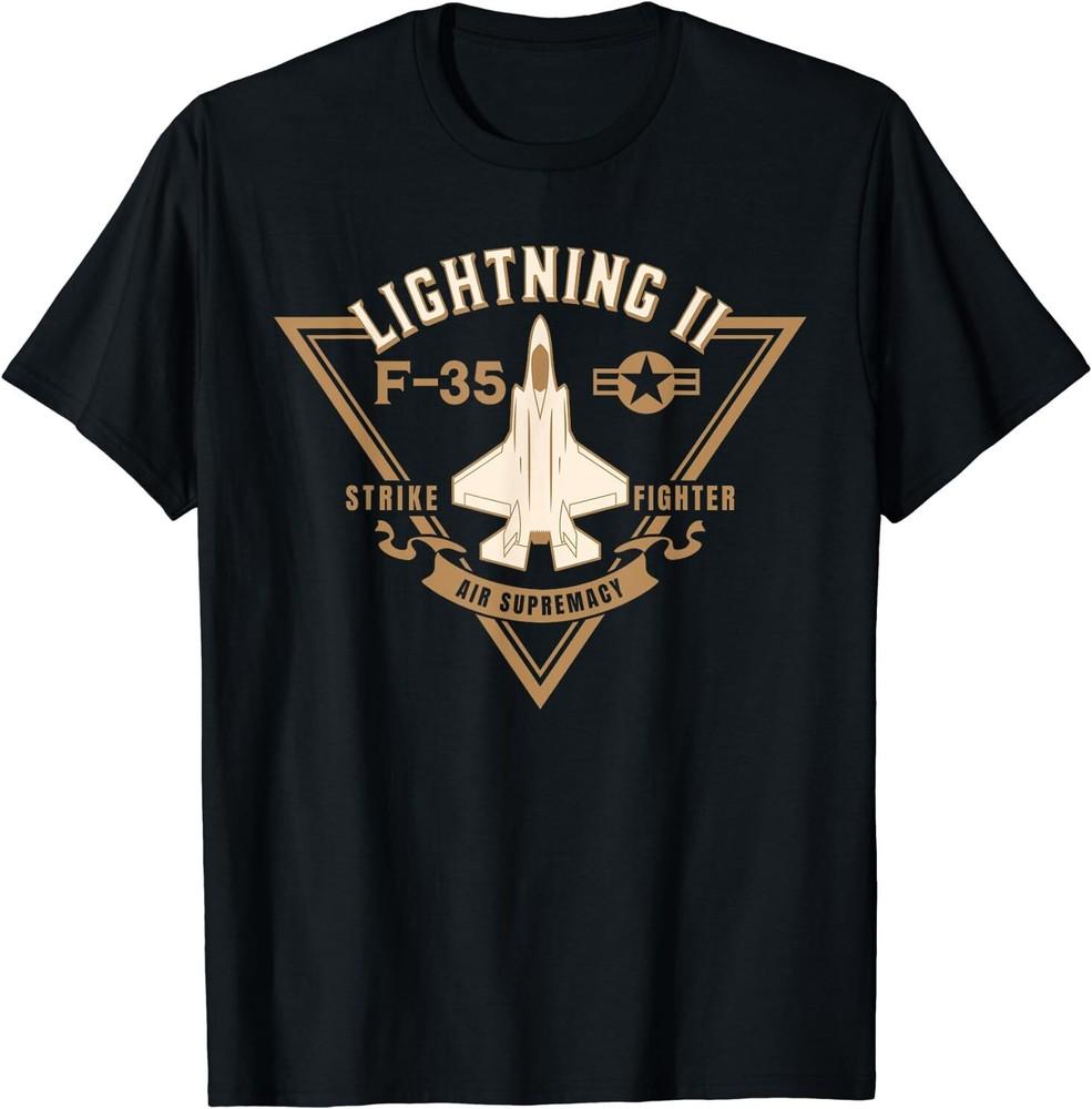 

F35 Lightning II Jet Fighter Military Aircraft Design TShirt Size S5XL Unisex T-Shirt S