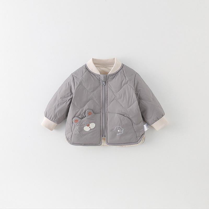 Infant Boys  Lightweight Cartoon Down Jacket, Class A, Autumn/Winter Warm Outerwear, White Duck Down 90 100 cm