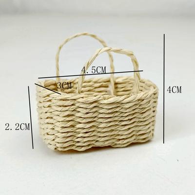 Mini Cute Dollhouse Rattan Frame Hand-Woven Basket Cute Toys Dolls Miniature Decoration