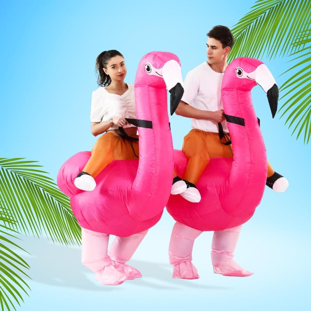 Flamingo Inflatable Suit Costume Disguise Self-inflating Pink Suit