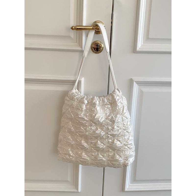 

Новая сумка-бандл с плиссировкой, ромбовидная, женская, для поездок на работу, на плечо, большая сумка, клетчатая, большой вместимости, сумка-тоут, женская белый