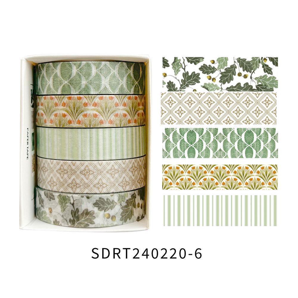 Retro Mori Washed Tape: Boxed Roll for Journals, Cups, Lipstick, Borders, & Basics