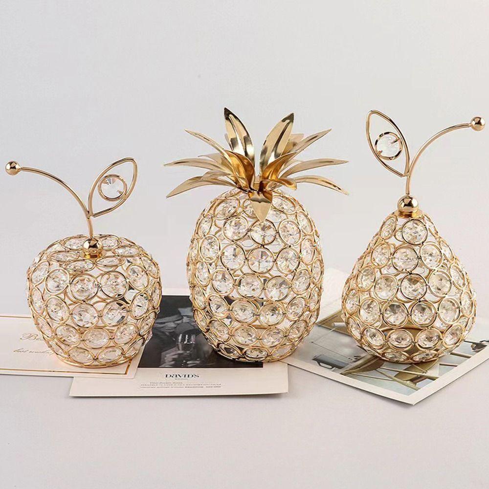 Pineapple/Pear/Apple European Decorations Electroplating Ornaments Crystal Alloy Ornaments  Party