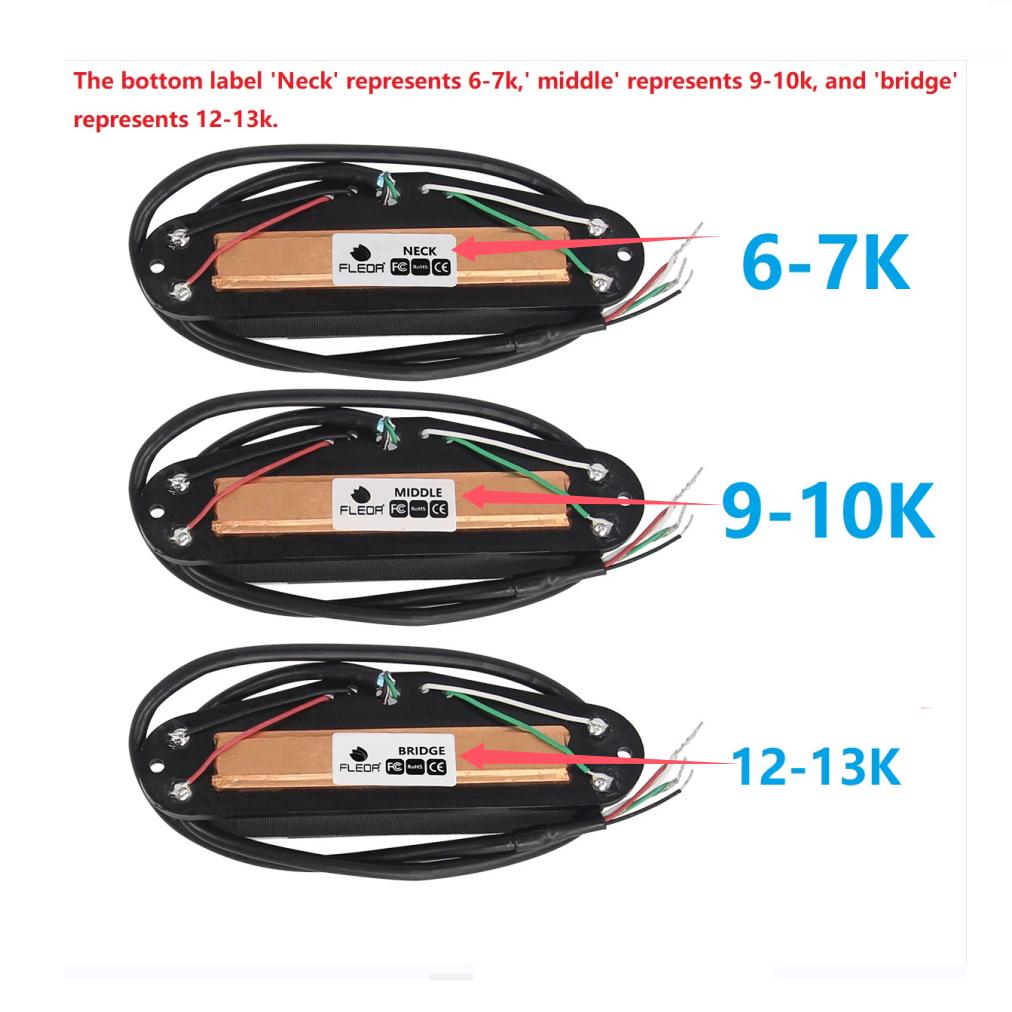 FLEOR 1PCS Cream Yellow Ceramic Electric Guitar Dual Rails Pickup Single Coil Sized Humbucker Pickup For ST Guitar, 6K/9K/12K
