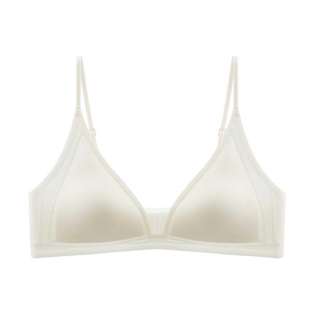 Girl Floral French Triangle Cup Underwear B Smooth Mesh Big Chest Small Non-empty Cup Anti-sagging Bra Women