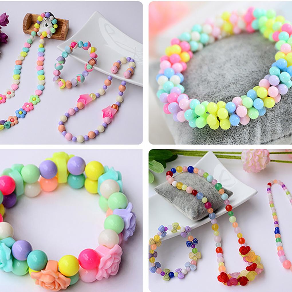 Toddlers DIY Jewelry Beads Toys Kids Necklace Bracelet Beading Christmas Birthday Holiday Preschool Party Toy Gadgets