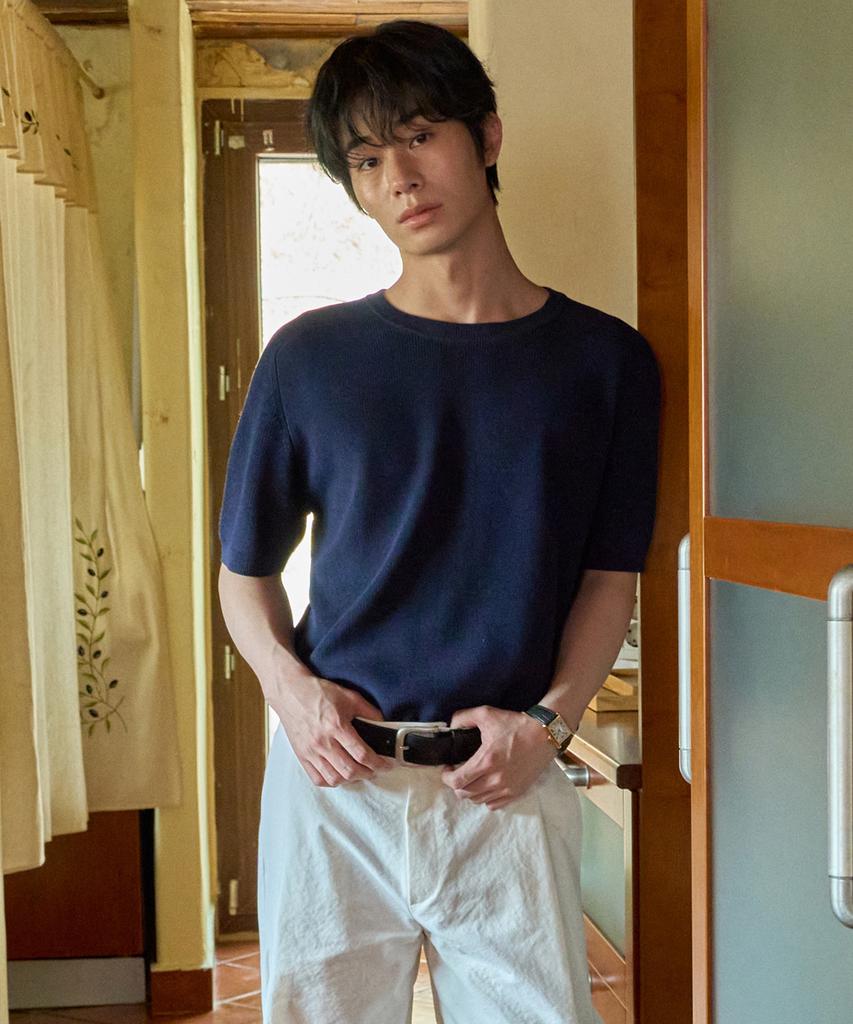 Wednesday Oasis Washable Airy Raglan Half Knit_Navy(Wc26Kn48)