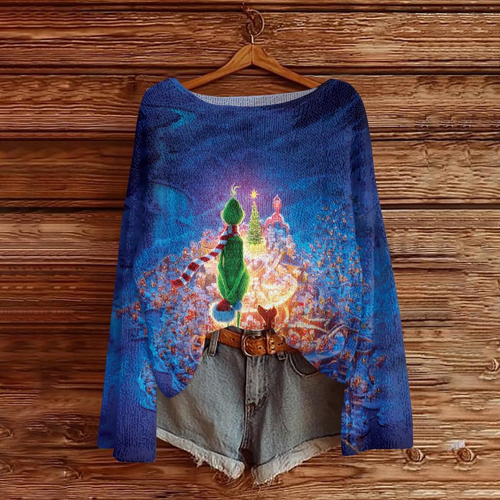 Christmas Sweatshirts For Women Knit Sweater Cute Shirt Fall Crewneck Pullover Tops