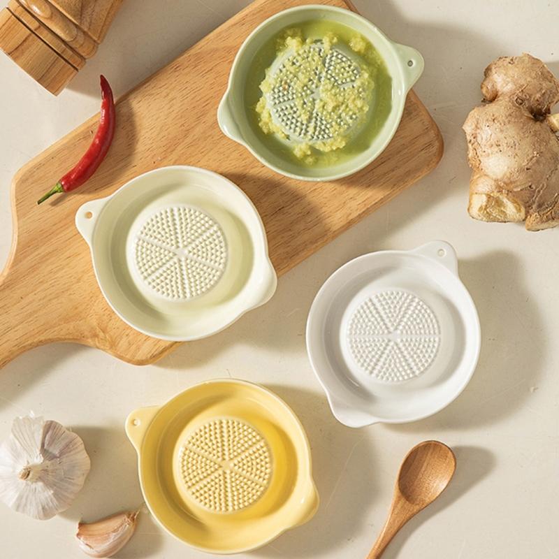 Ceramic Garlic Gingers Grinder Manual Operation Round Fruit Vegetable Grater Crusher Tool For Freshing Herb Puree Cooking