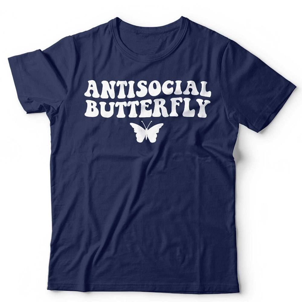 Antisocial Butterfly Tshirt Unisex Kids Funny Sassy Retro Introvert Novelty S