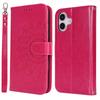 For iPhone 16 Stand Case Textured Leather Wallet Phone Cover with Strap