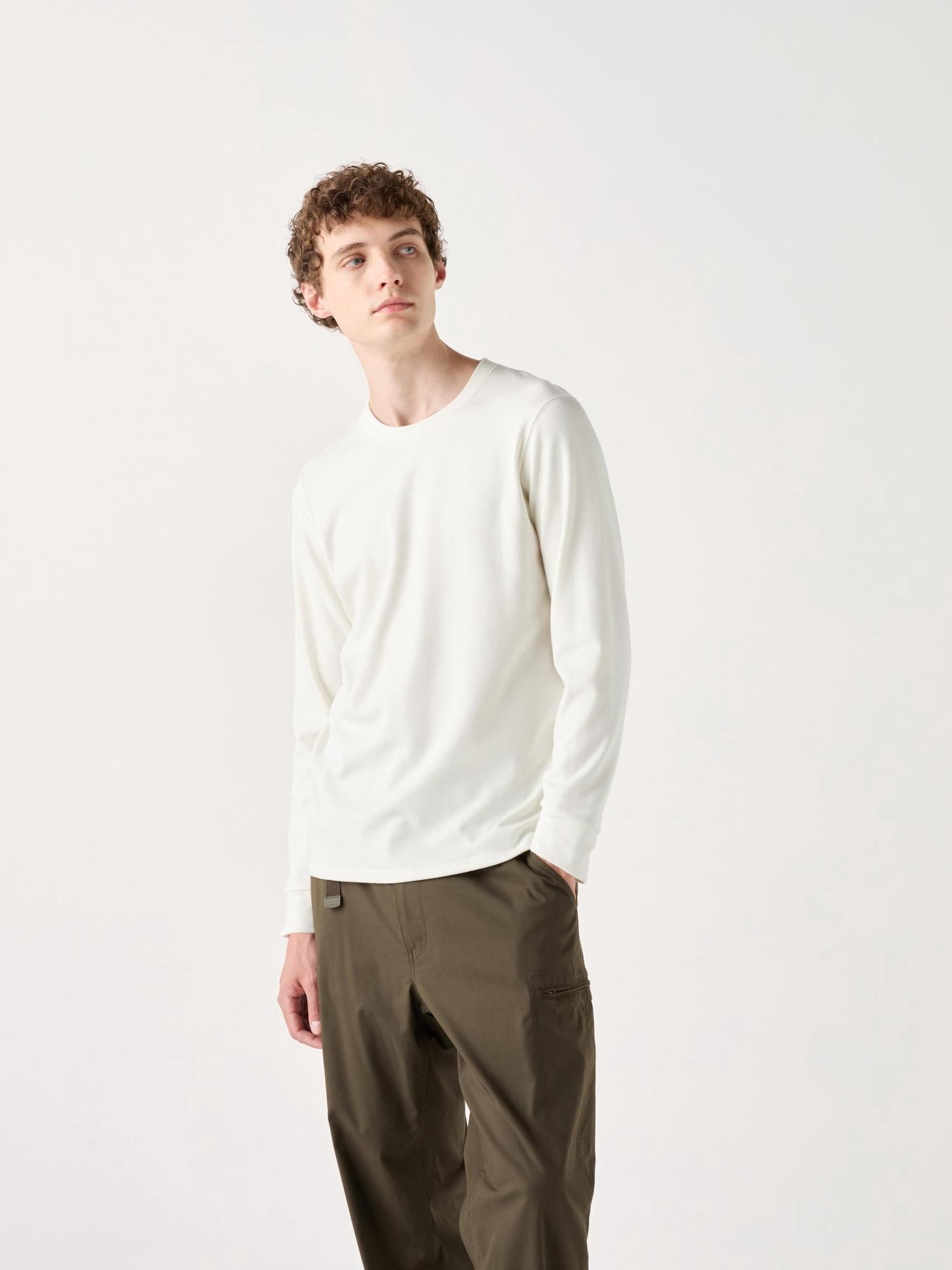 

Uniqlo Japan HeaTTech UlTra Warm Футболка с круглым вырезом Ультра теплая Длинный рукав 01 OFF WHITE/XS