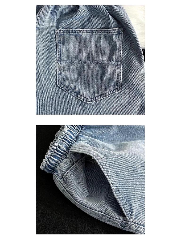 Herren Retro Washed Denim Weitbein Sommer Shorts