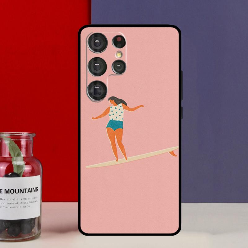 Surfboard Surfing Surf Girl Funda Case For Samsung Galaxy S25 Ultra S9 S10 S20 S22 Plus S21 FE S23 S24 Ultra Phone Cover