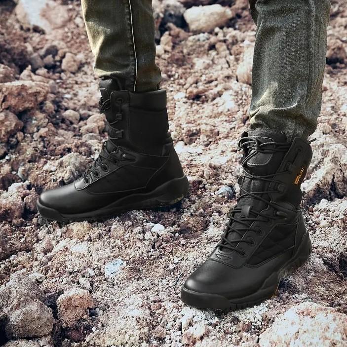 Spring and summer large size combat boots breathable and comfortable mesh mountaineering boots men's high-top casual lightweight wear-resistant sec