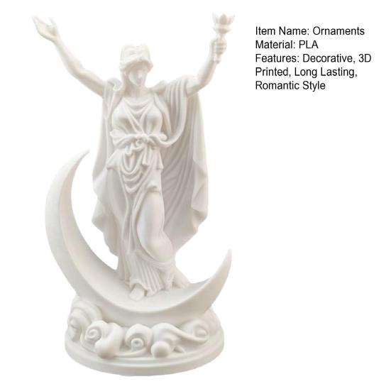 3D Printed Greek Goddess Figurine, Crescent Goddess Statue, Resin Sculpture Ornaments for Home Office Desktop Bookshelf Decorations