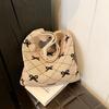 Soft Bow Knitting Shoulder Bag Sweet Casual Woven Handbag Elegant Beach Bag  Vacation