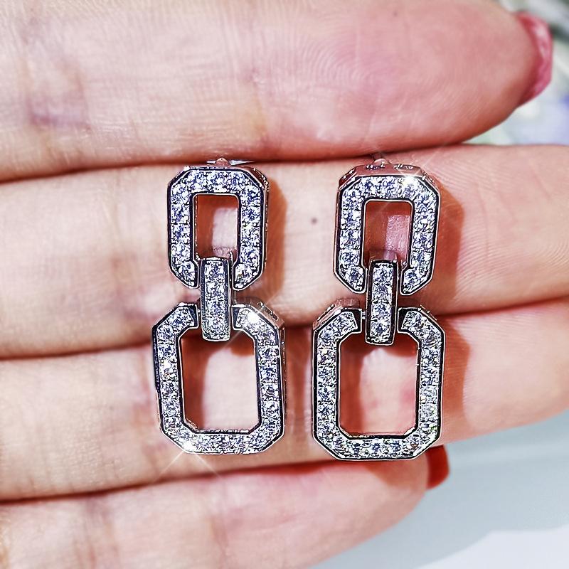 Set Platinum Plated Zircon Inlay Jewelry Set Bridal Necklace Earring Ring Three piece Set