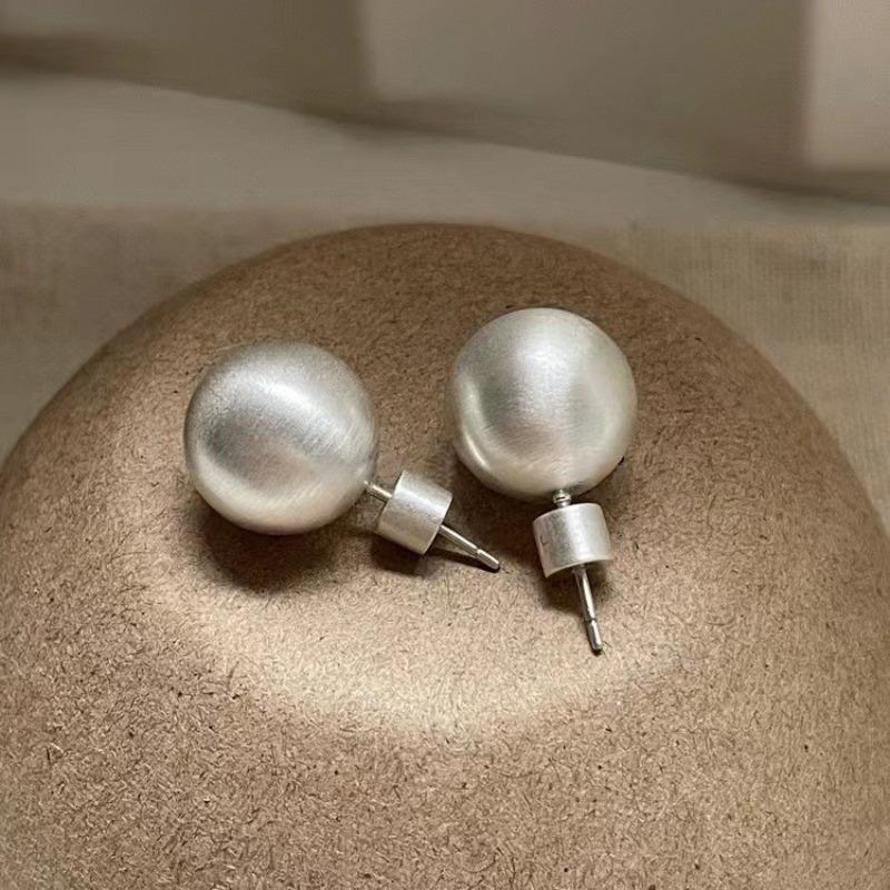 Silver needle super flash zircon pearl geometric round flower earrings simple personality stud earrings niche design earrings women