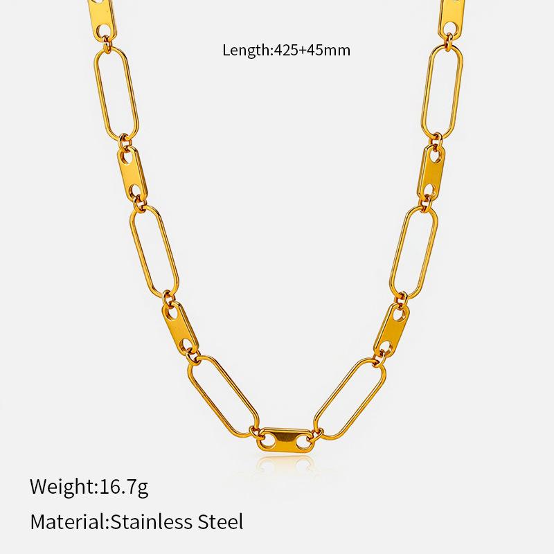 European and American wind titanium steel non-fading necklace Cuban chain splicing two-color necklace women's light luxury niche versatile jewelry