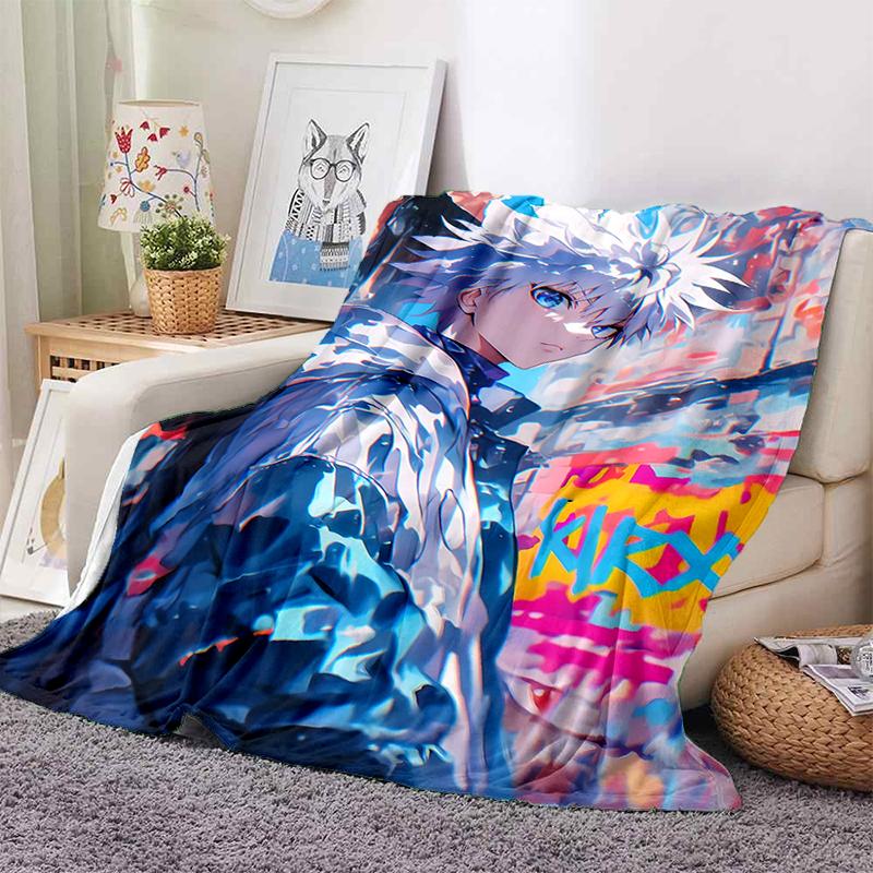 HXH Hunter X Hunter GON FREECSS Killua Zoldyck Cartoon Anime Flannel Blanket,Soft Throw Blanket for Home Bedroom Bed Sofa Gift