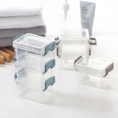 Scatola portaoggetti a 3 strati trasparente con fibbia magica, scatola di finitura, scatola portaoggetti portatile da scrivania, organizer per gioielli