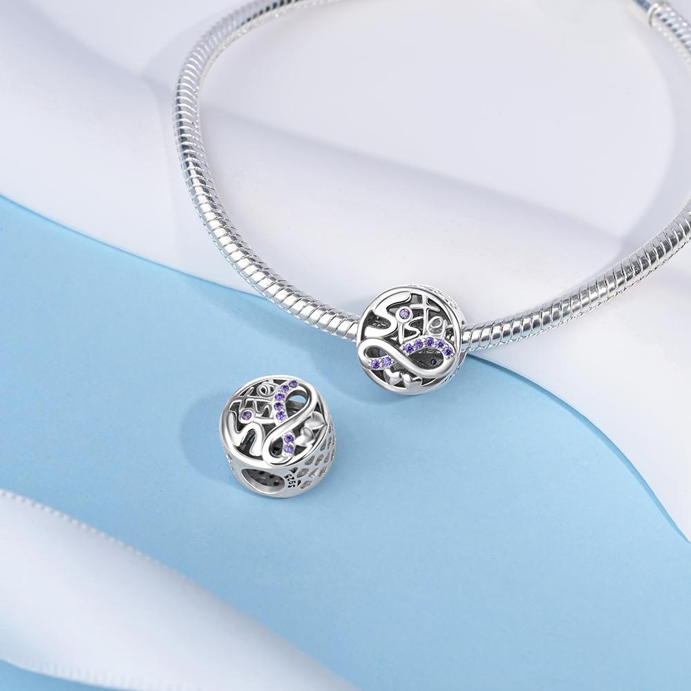 New Charms Copper Sister Daughter Mum Mother Family Love Heart Beads Fit Origina Bracelet Necklace Diy Jewelry